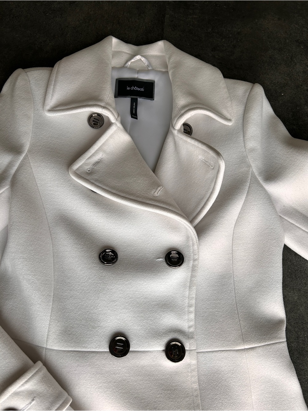 Le Château White Double-Breasted Belted Trench Coat (Wool) - Picture 7 of 11